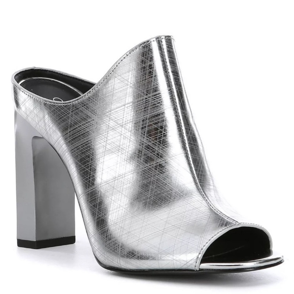 New Calvin Klein Silver Open Toe Mule